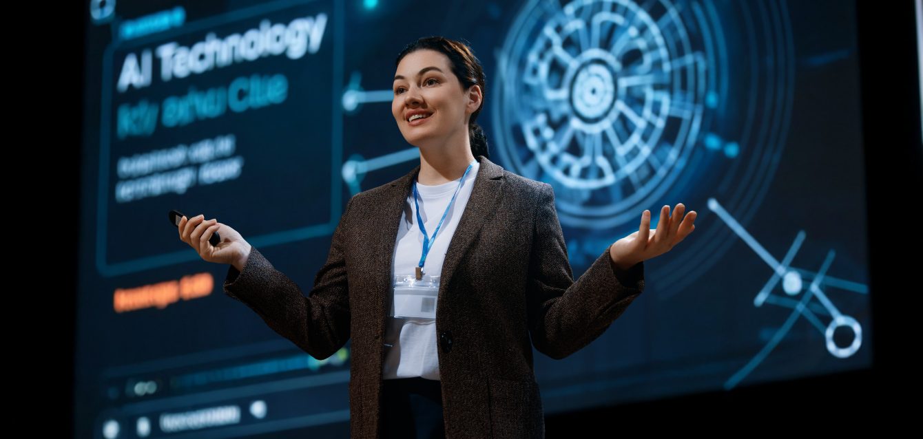 woman is speaking about technologies woman is speaking about technologies