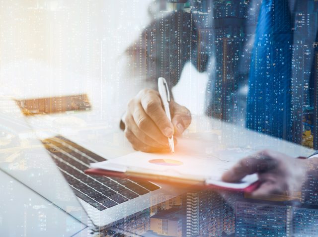 business approved stamp, permit document and certificate concept, double exposure with city at night business approved stamp, permit document and certificate concept, double exposure with city at night