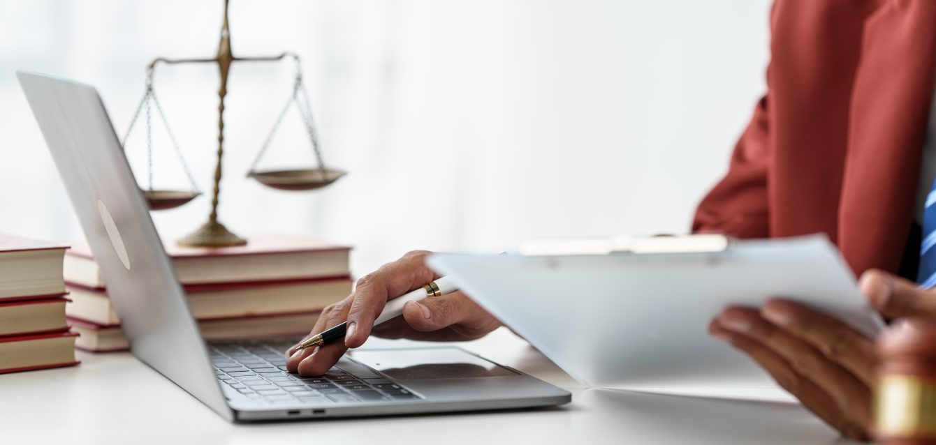 Business man hands close up working with contract lawyers specia