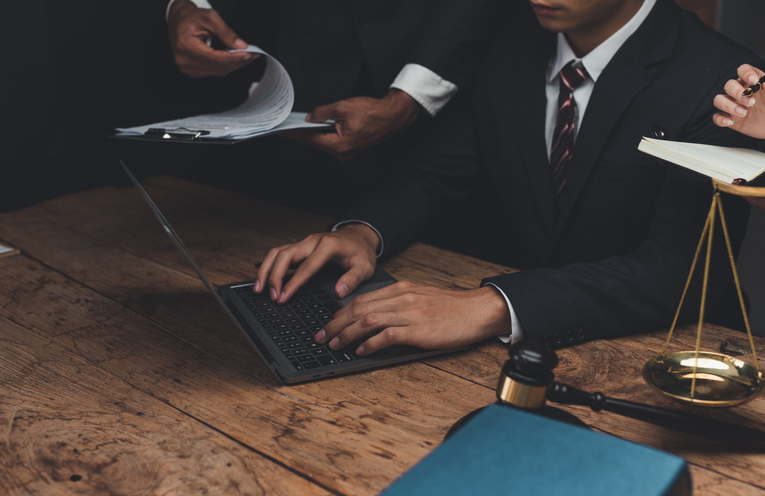 Lawyer and client sign variou financial legal contract to mediat Lawyer and client sign variou financial legal contract to mediat