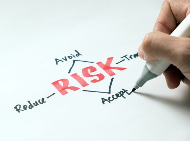 Risk management concept avoid, accept, reduce or transfer