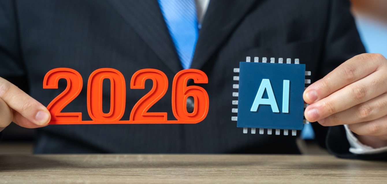The year 2026 and an AI chip in the hands of a businessman. A year of revolutionary changes